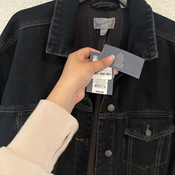 Ladies black washed baggy denim jacket (L) - Picture 4 of 6